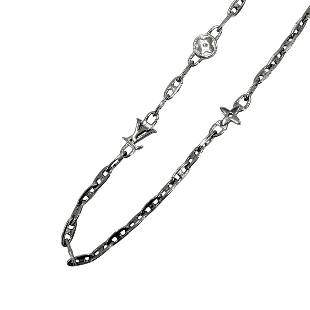 LOUIS VUITTON ルイヴィトン ネックレス LVスピード アクセサリー アジャスター付き M02225 シルバー メンズ 約10.6g【中古品】
