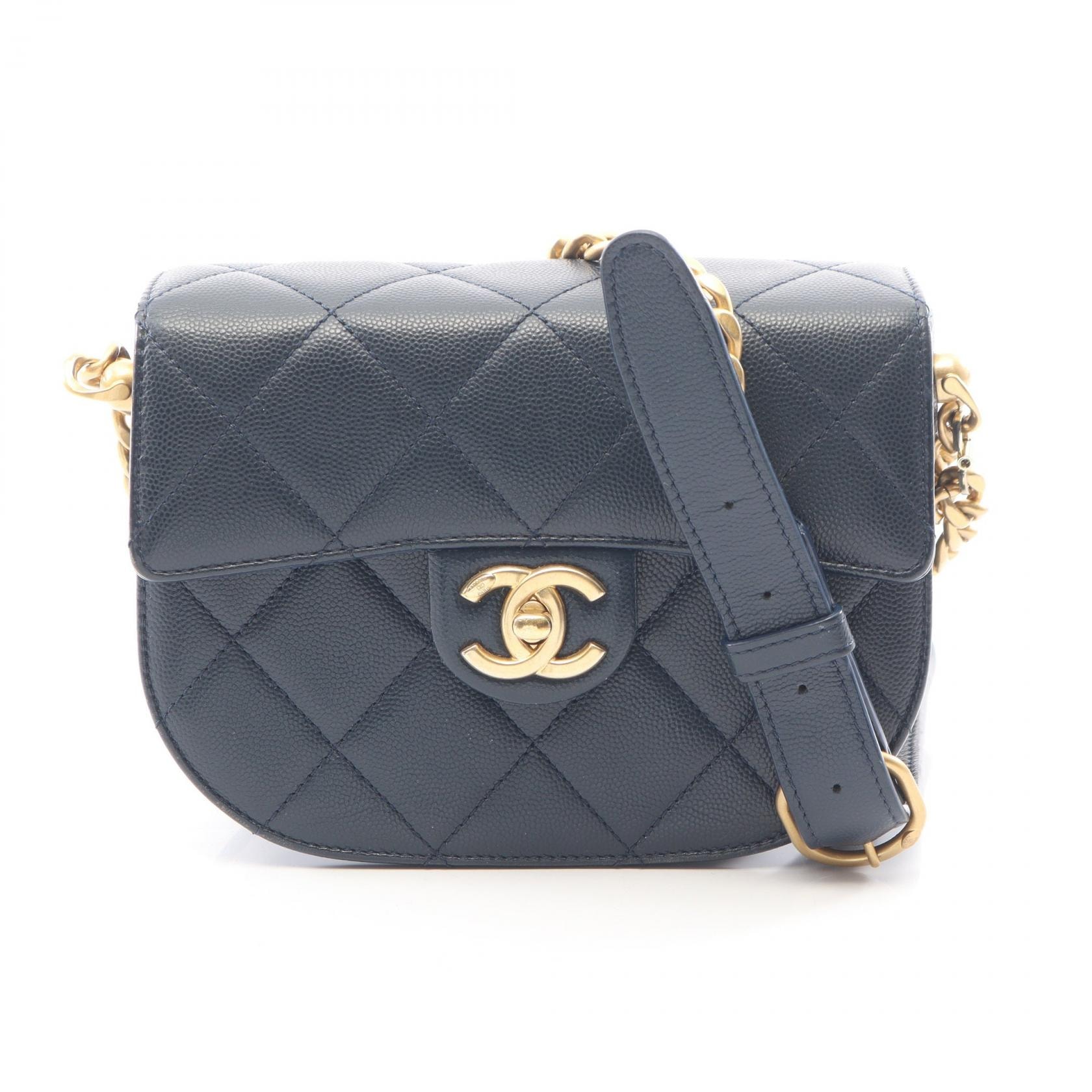 シャネル CHANEL マトラッセ ショルダーバッグ バッグ キャビアスキン(グレインドカーフ) レディース ネイビー系 【中古】