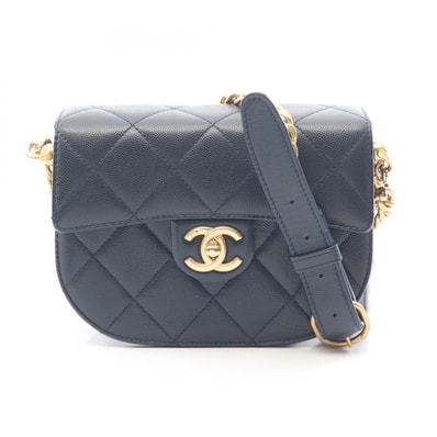 シャネル CHANEL マトラッセ ショルダーバッグ バッグ キャビアスキン(グレインドカーフ) レディース ネイビー系 【中古】
