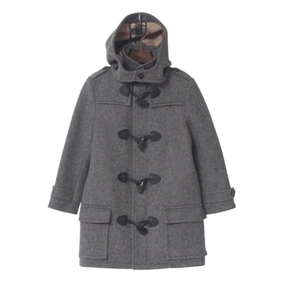 BURBERRY バーバリー ダッフルコート サイズ8Y BURBERRY CHILDREN ウール フード着脱可 裏地:チェック グレー ブランド古着【中古】20250410/RA4107