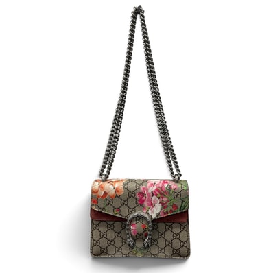 GUCCI 美品 グッチ ディオニュソス GGブルームス GGスプリーム チェーンショルダーバッグ 421970 PVC レザー ベージュ ピンク ポシェット 花柄 GGプラス ABランク 中古 鑑定済 グッチバッグ