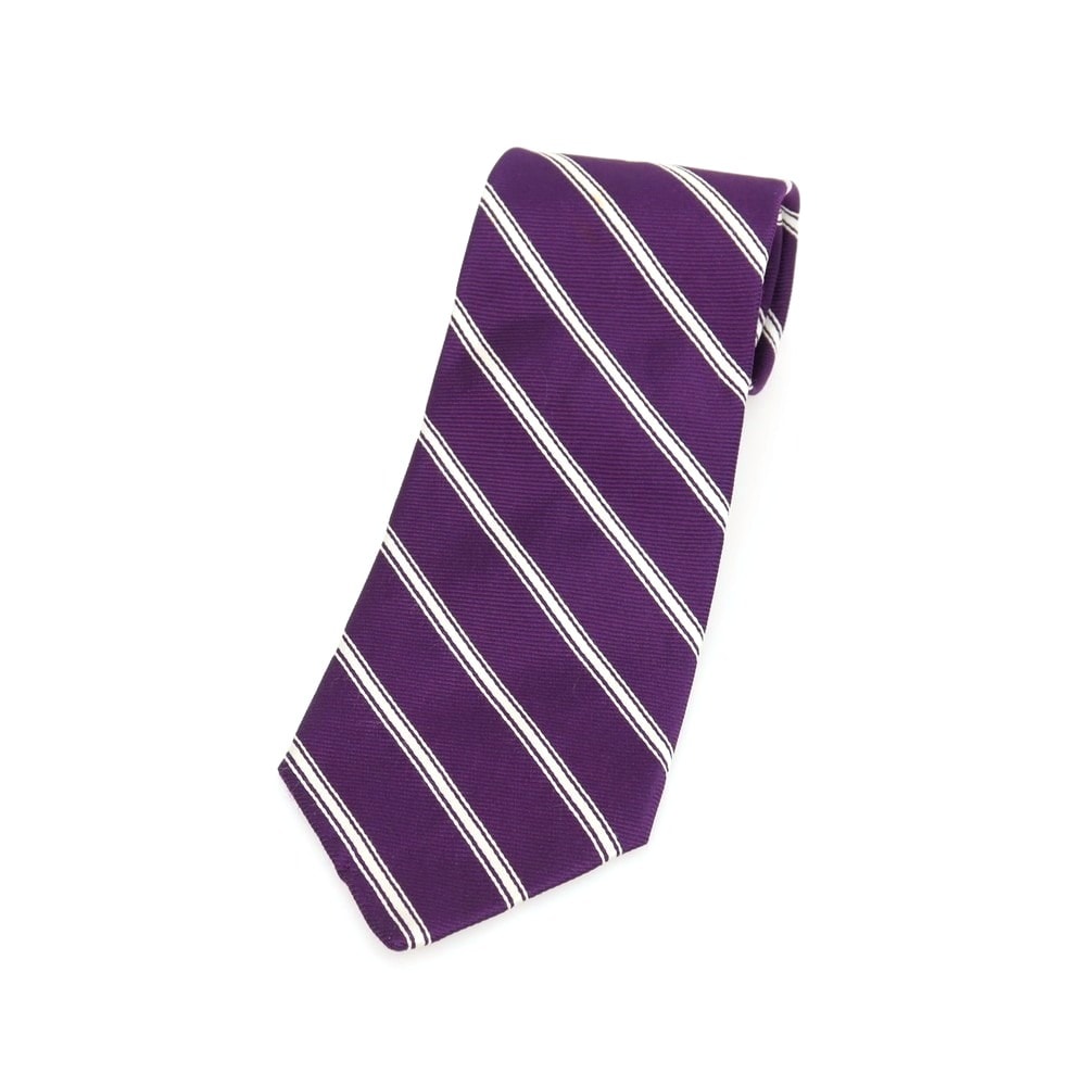 【中古】ブルックスブラザーズ Brooks Brothers makers and merchants シルク ストライプ柄ネクタイ パープルxホワイト【メンズ】