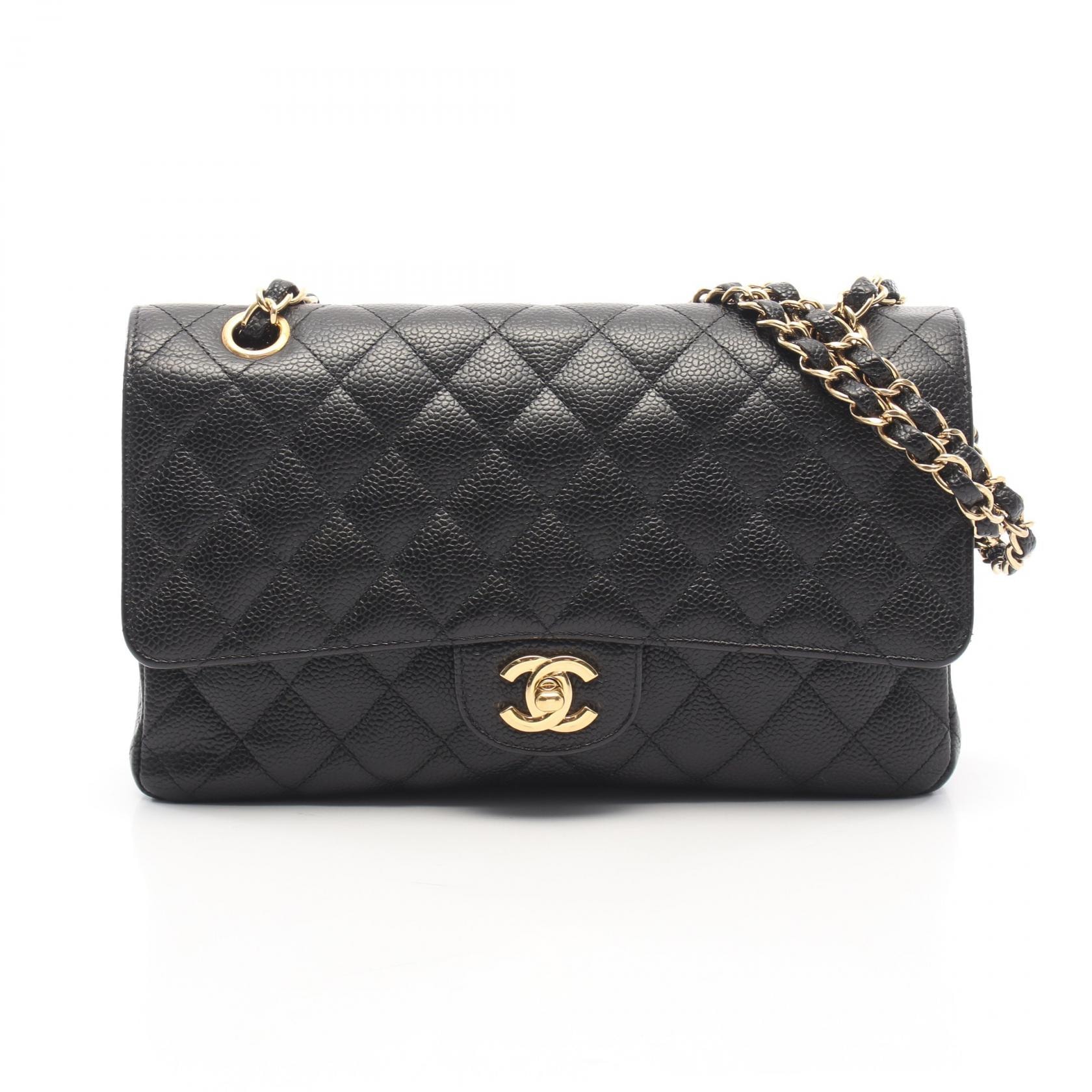 シャネル CHANEL マトラッセ Wフラップ ショルダーバッグ バッグ キャビアスキン(グレインドカーフ) レディース ブラック系 【中古】