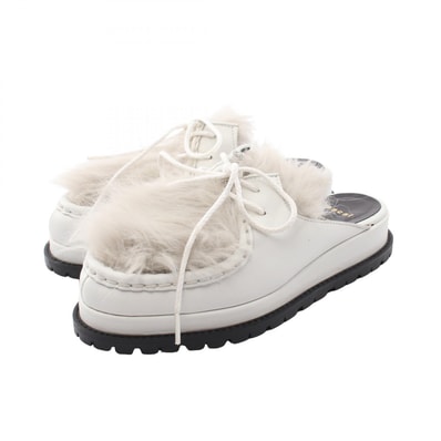 サカイ Sacai ファー サンダル 靴 レザー フェイクファー レディース ホワイト系 / グレー系 19-04349 【中古】