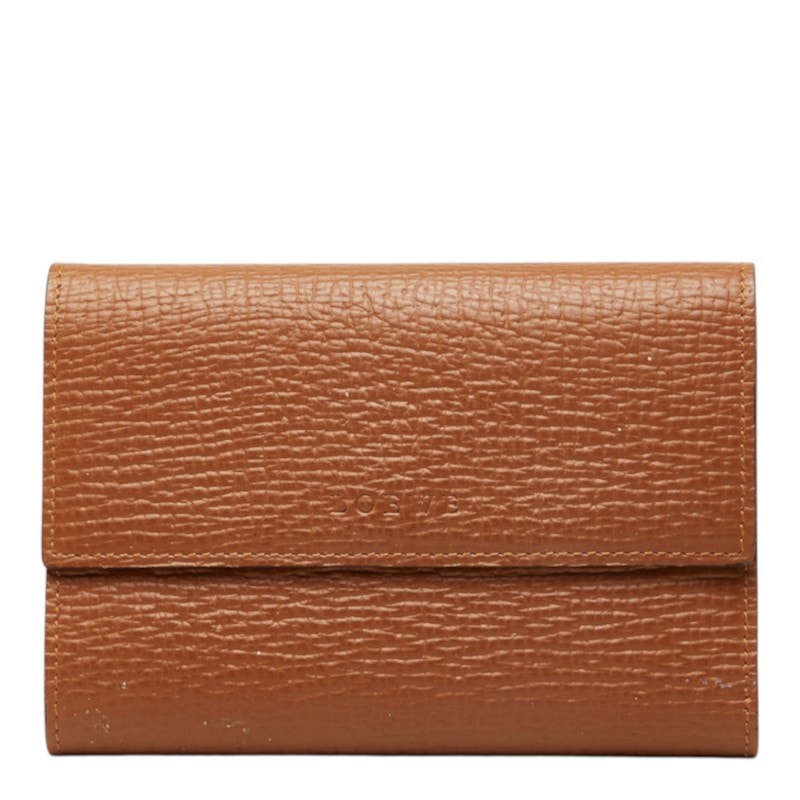ロエベ 三つ折り財布 ブラウン レザー レディース LOEWE 中古