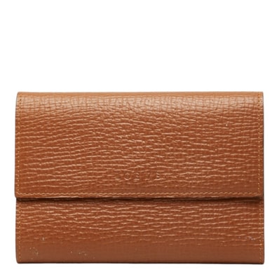ロエベ 三つ折り財布 ブラウン レザー レディース LOEWE 中古