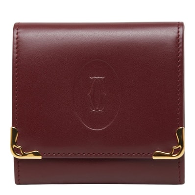 カルティエ マストライン コインケース 小銭入れ ボルドー レザー レディース CARTIER 中古