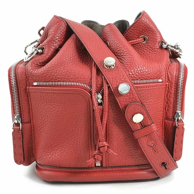 フェンディ FENDI ショルダーバッグ モントレゾール レザー バーガンディ シルバー レディース 8BT301-NDU【中古】 e60233a
