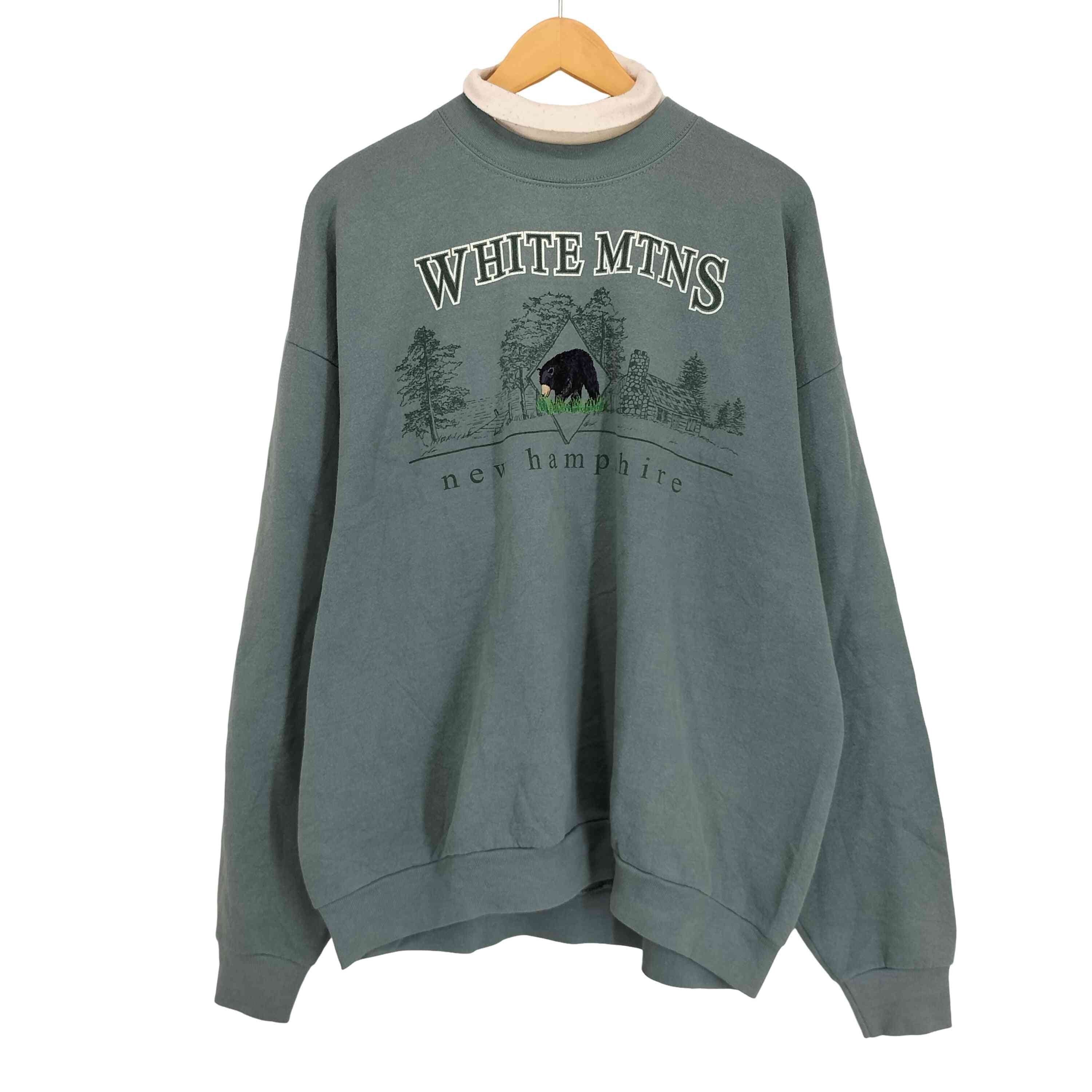 90s USA製 WHITE MTNS レイヤードネックスウェット【1143626225668】