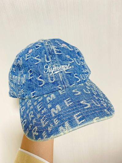 Supreme Warp Jacquard Logos Denim 6-Panel "Blue"