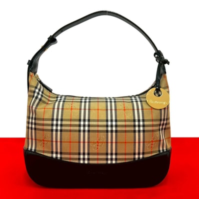 BURBERRY バーバリー ノバチェック キャンバス レザー ハンドバッグ ベージュ
04827