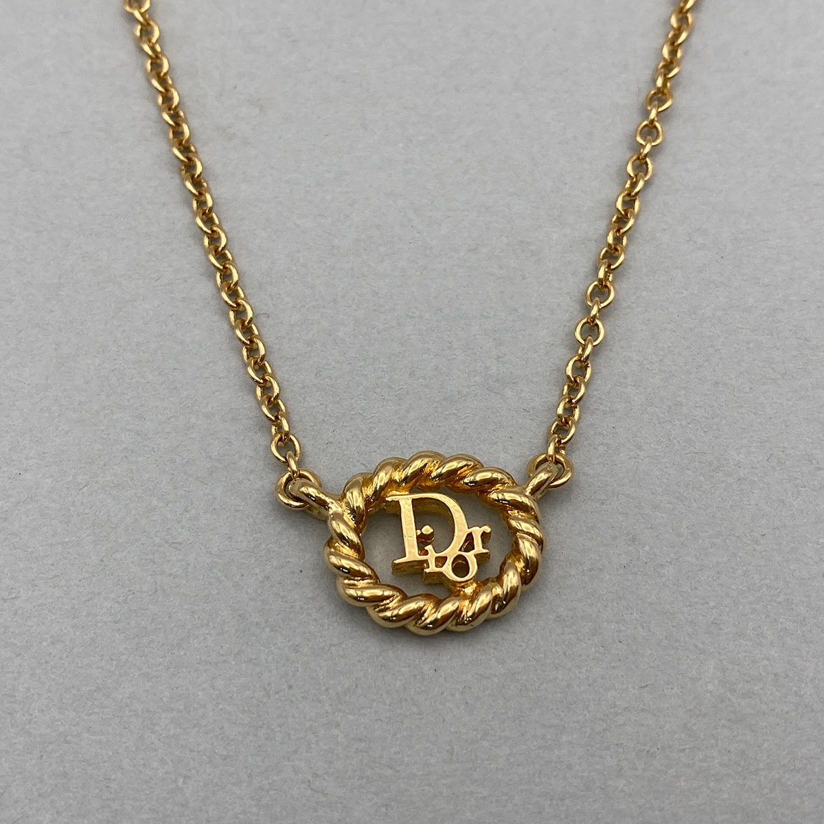 Christian Dior クリスチャンディオール ロゴ ネックレス メタル ゴールド レディース【中古】