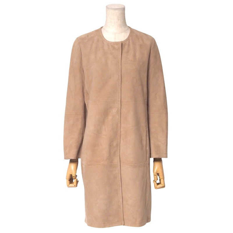 Max Mara Studio マックスマーラ ストゥディオ コート サイズ36 ノーカラーコート スエード レザー 羊革 ブランド古着【中古】20250403/RA4056