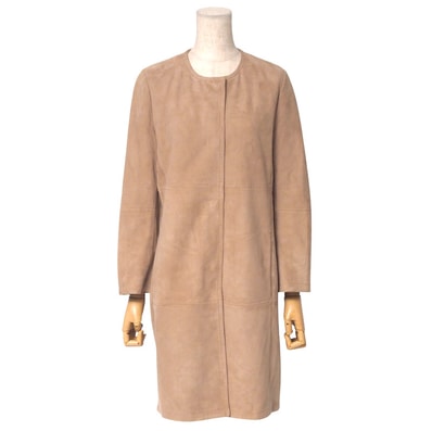 Max Mara Studio マックスマーラ ストゥディオ コート サイズ36 ノーカラーコート スエード レザー 羊革 ブランド古着【中古】20250403/RA4056