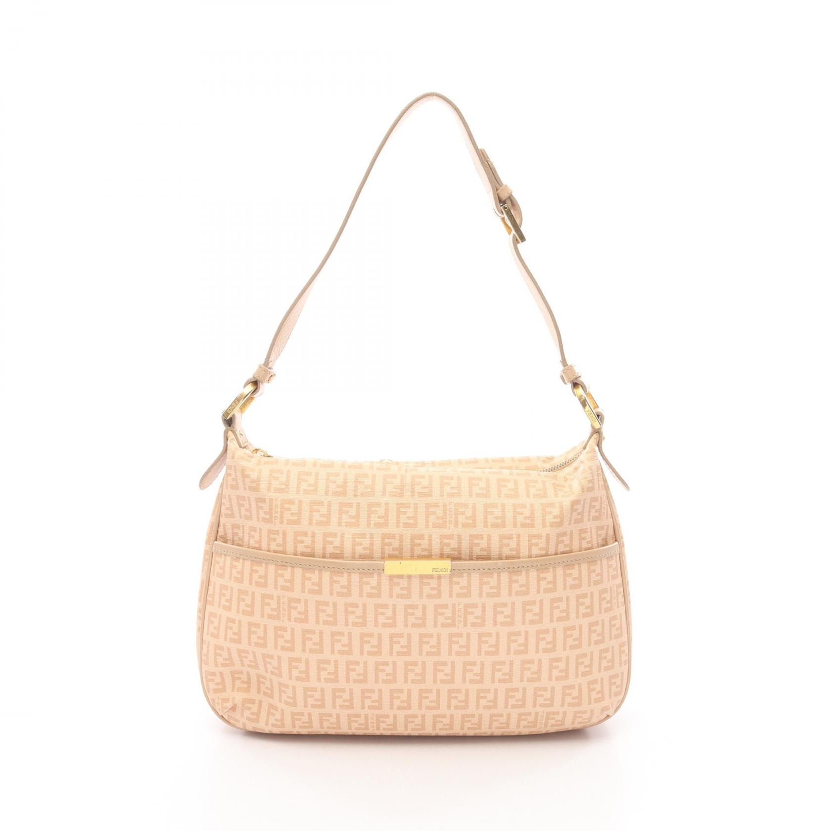 フェンディ FENDI ズッキーノ ショルダーバッグ バッグ PVCコーティングキャンバス レザー レディース ベージュ系 8BT206 【中古】