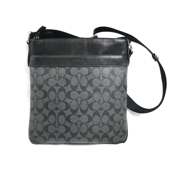 COACH コーチ シグネチャー チャールズ クロスボディ ショルダーバッグ ブラック F54781 メンズ【中古】