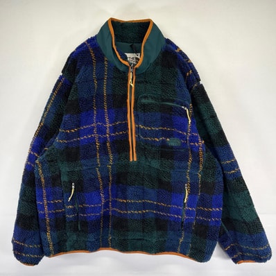 古着 ザ・ノースフェイス THE NORTH FACE フリース ジャケット ハーフジップ プルオーバー ワンポイント刺繍ロゴ 2XL ブルー系 メンズ