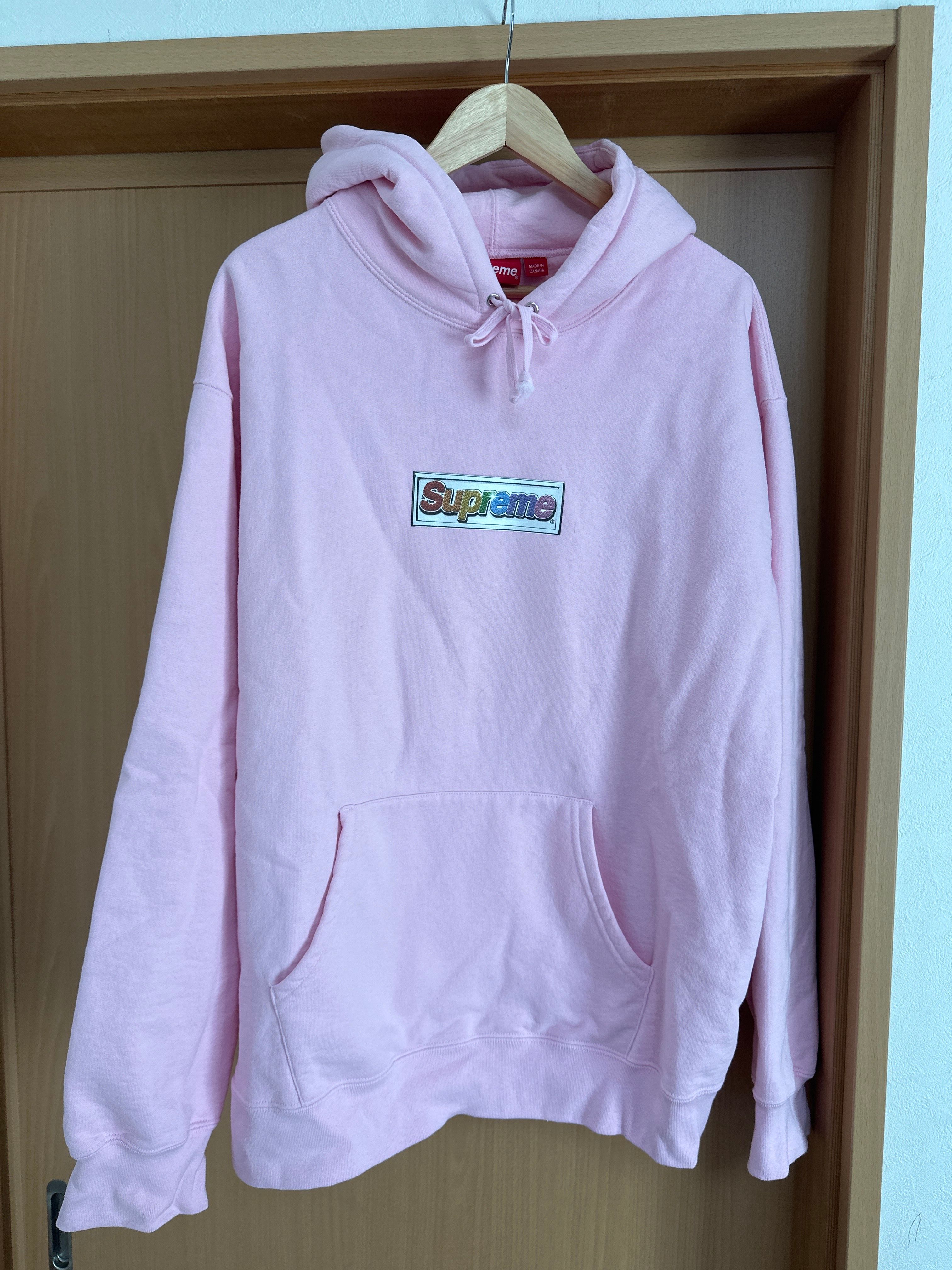 Supreme Bling Box Logo Hooded Sweatshirt "Light Pink"