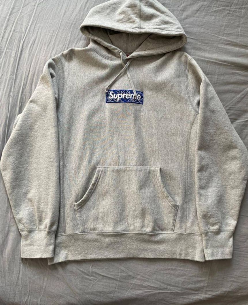 Supreme Bandana Box Logo Hooded Sweatshirt "Grey"