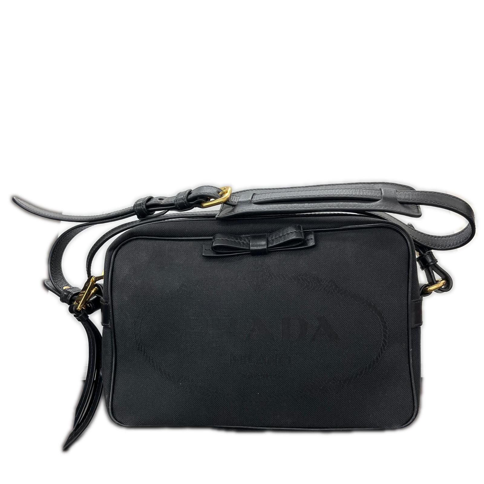 PRADA プラダ ショルダーバッグ ロゴジャガード リボン 1BH089 ブラック