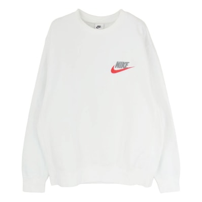 NIKE ナイキ スウェット FB7685-100 クラブ + FT LBR ロゴ刺繡 クルーネック スウェット トレーナー ホワイト系 L【中古】