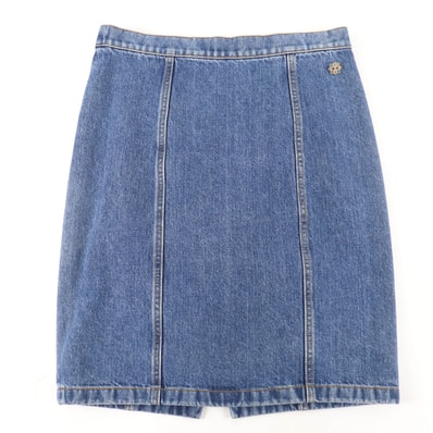 極美品 シャネル タイトスカート インディゴ 38 P73756V65335