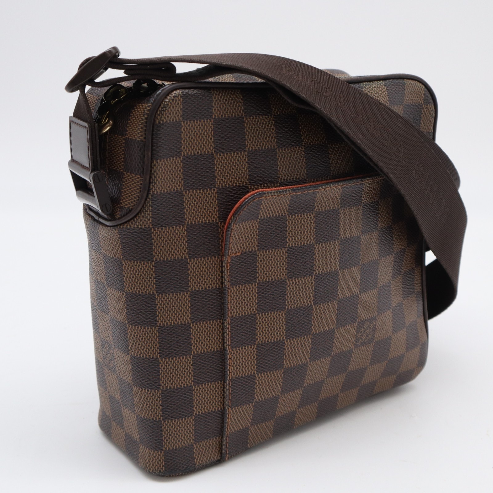LOUIS VUITTON ルイ・ヴィトン ダミエ オラフPM N41442 ショルダーバッグ ブラウン コーティングキャンバス レザー メンズ