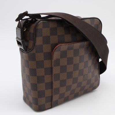 LOUIS VUITTON ルイ・ヴィトン ダミエ オラフPM N41442 ショルダーバッグ ブラウン コーティングキャンバス レザー メンズ