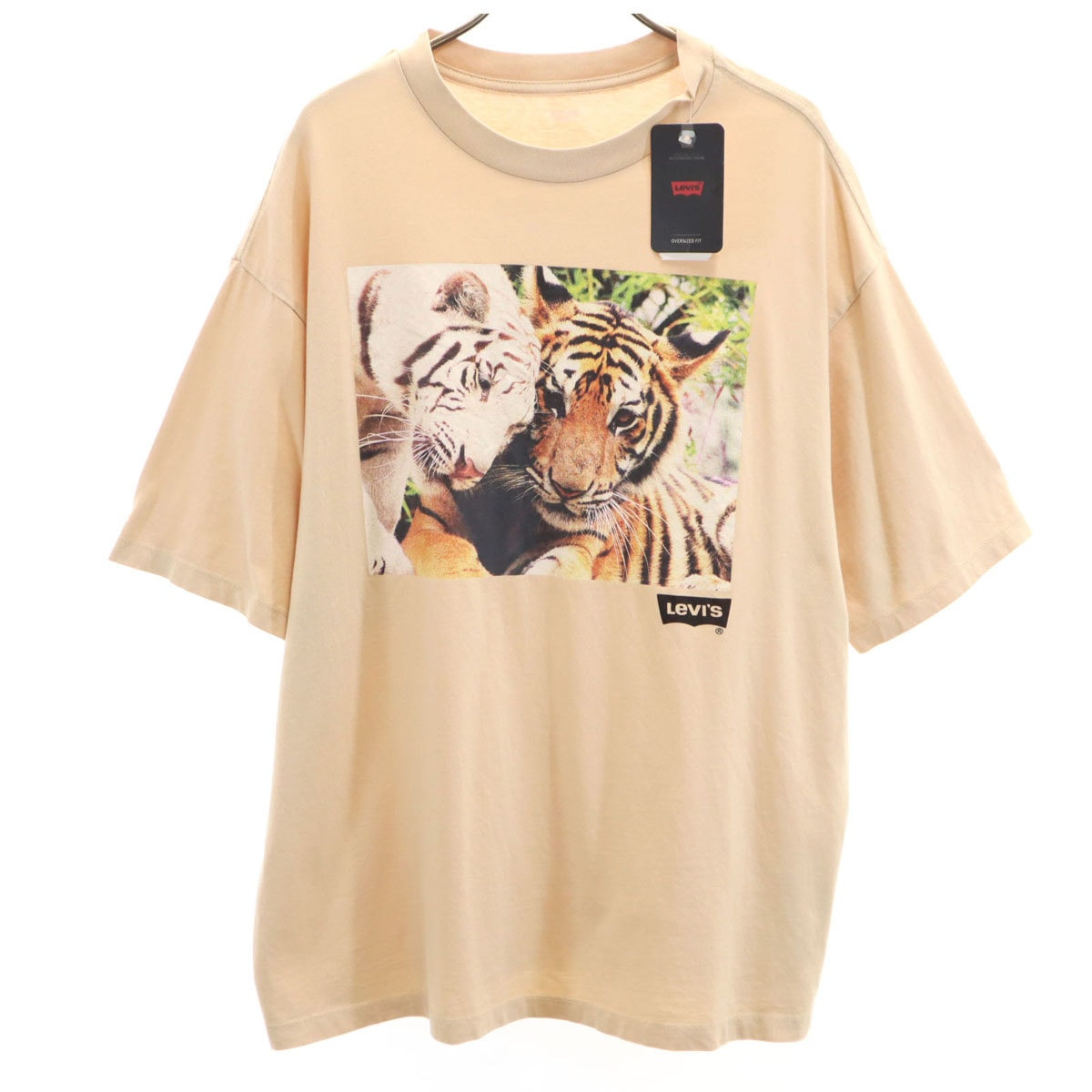 未使用 Levi's リーバイス タイガー フォトプリント 半袖 Tシャツ S ペールオレンジ アニマル