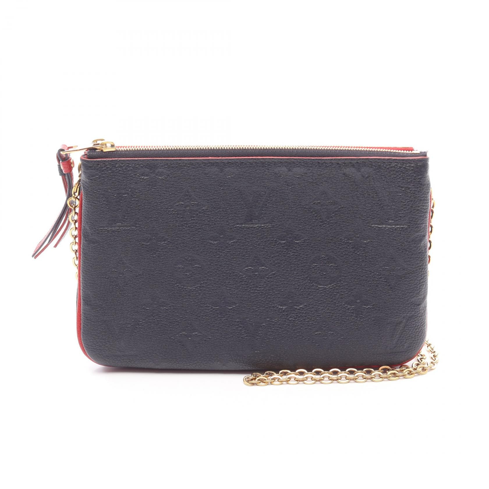 ルイ・ヴィトン LOUIS VUITTON ポシェット ドゥーブル ジップ ショルダーバッグ バッグ レザー モノグラム・アンプラント マリーヌルージュ レディース ネイビー系 / レッド系 M63916 【中古】