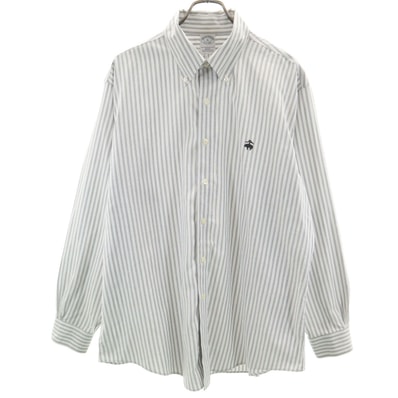 Brooks Brothers ブルックスブラザーズ ストライプ柄 長袖 ボタンダウンシャツ XL グレー系