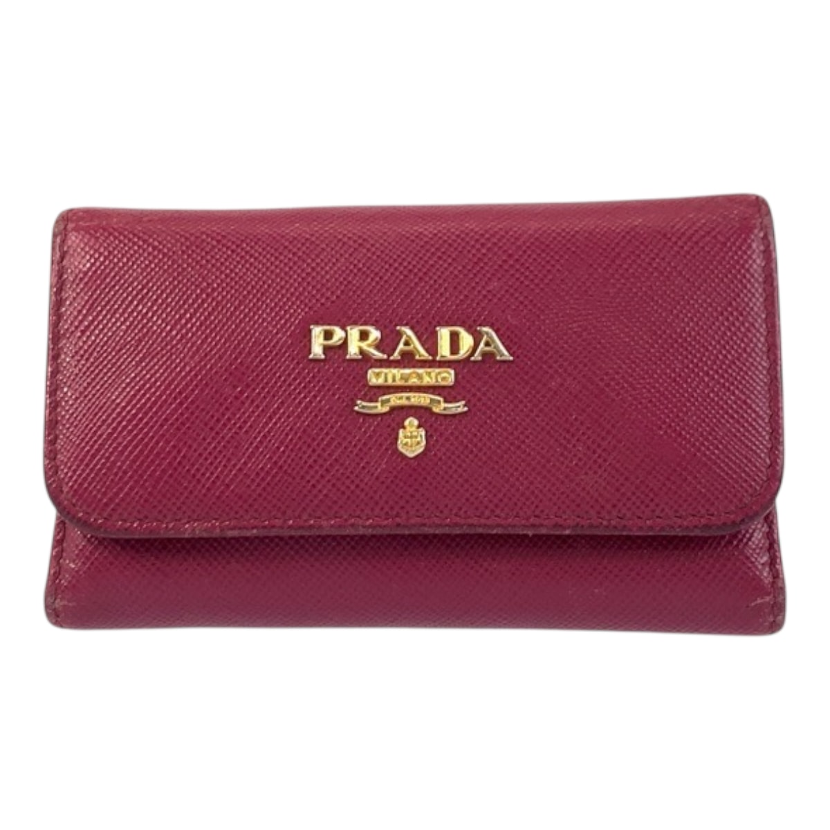 PRADA プラダ サフィアーノ ロゴ ピンク ゴールド金具 レザー キーケース 6連 600215 【中古】