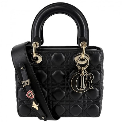 Dior ディオール 2WAY カナージュ レディディオール スモール ハンドバッグ ショルダーバッグ 肩掛け 斜め掛け My ABCDior レザー ブラック 黒 ブラック金具 レディース【中古品】