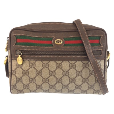 GUCCI グッチ シェリーライン ブラウン ベージュ ゴールド金具 GGスプリームキャンバス レザー/ ショルダーバッグ ポシェット 603367 【中古】