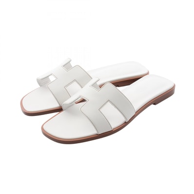 エルメス HERMES オラン サンダル 靴 レザー ホワイト レディース ホワイト系 【中古】