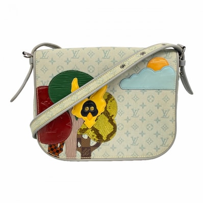 【6db1464-k】ルイヴィトン ショルダーバッグ モノグラム・ミニ コント・ドゥ・フェ ミュゼット M92279 ブルーグレー パイソン/ジェリーヴァーフバン コラボ【中古】レディース