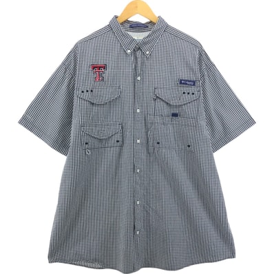 古着 コロンビア Columbia PFG ギンガムチェック ボタンダウン 半袖 フィッシングシャツ メンズXL相当/eaa555838