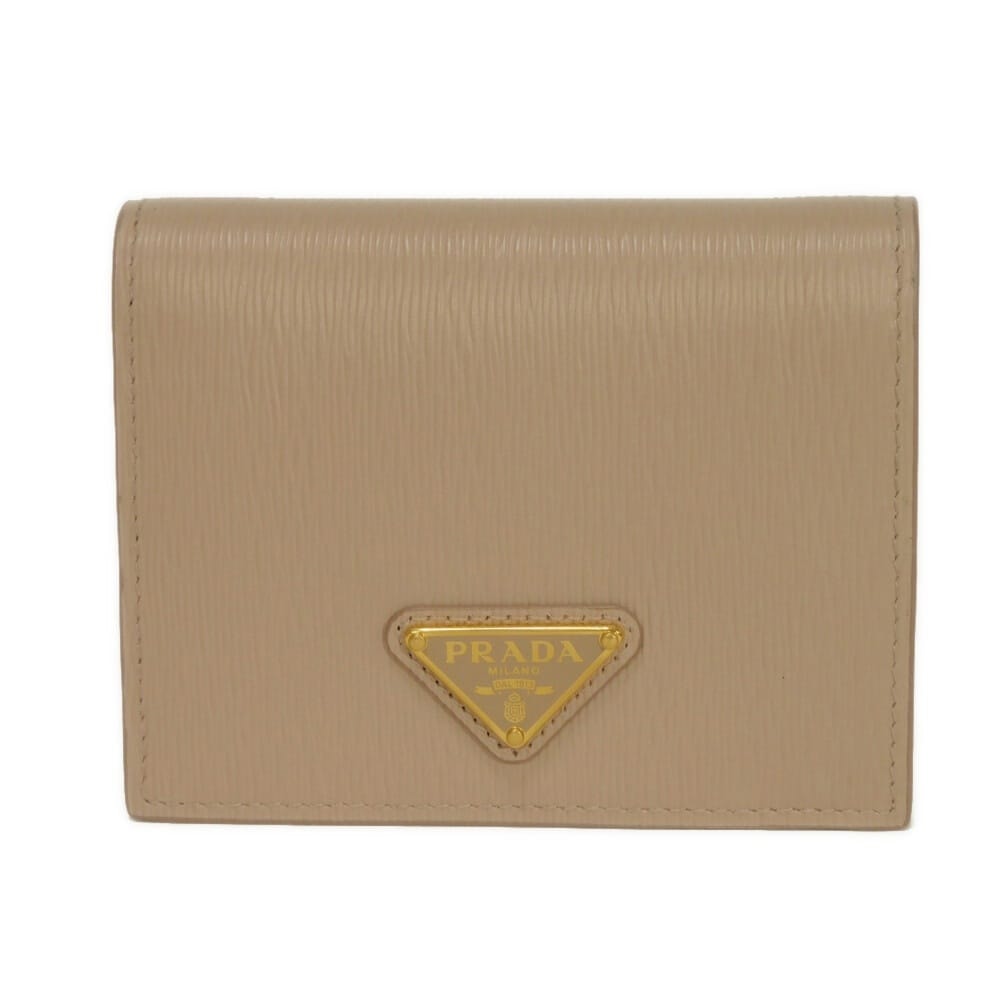 PRADA プラダ ヴィッテロ ムーブ コンパクト ウォレット ピンクベージュ パウダーピンク 札入れ カードケース コインケース RFID ICチップ 美品 トライアングルロゴ チプリア 二つ折り財布 1MV204 2DDU F0236