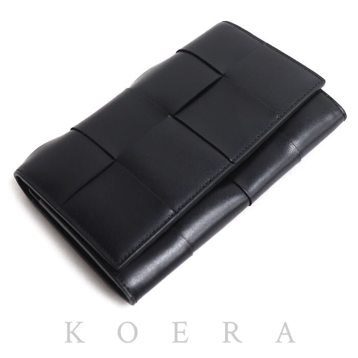 BOTTEGAVENETA ボッテガヴェネタ マキシイントレ 長財布 ブラック 749463VBWD288803 メンズ【中古】【美品】