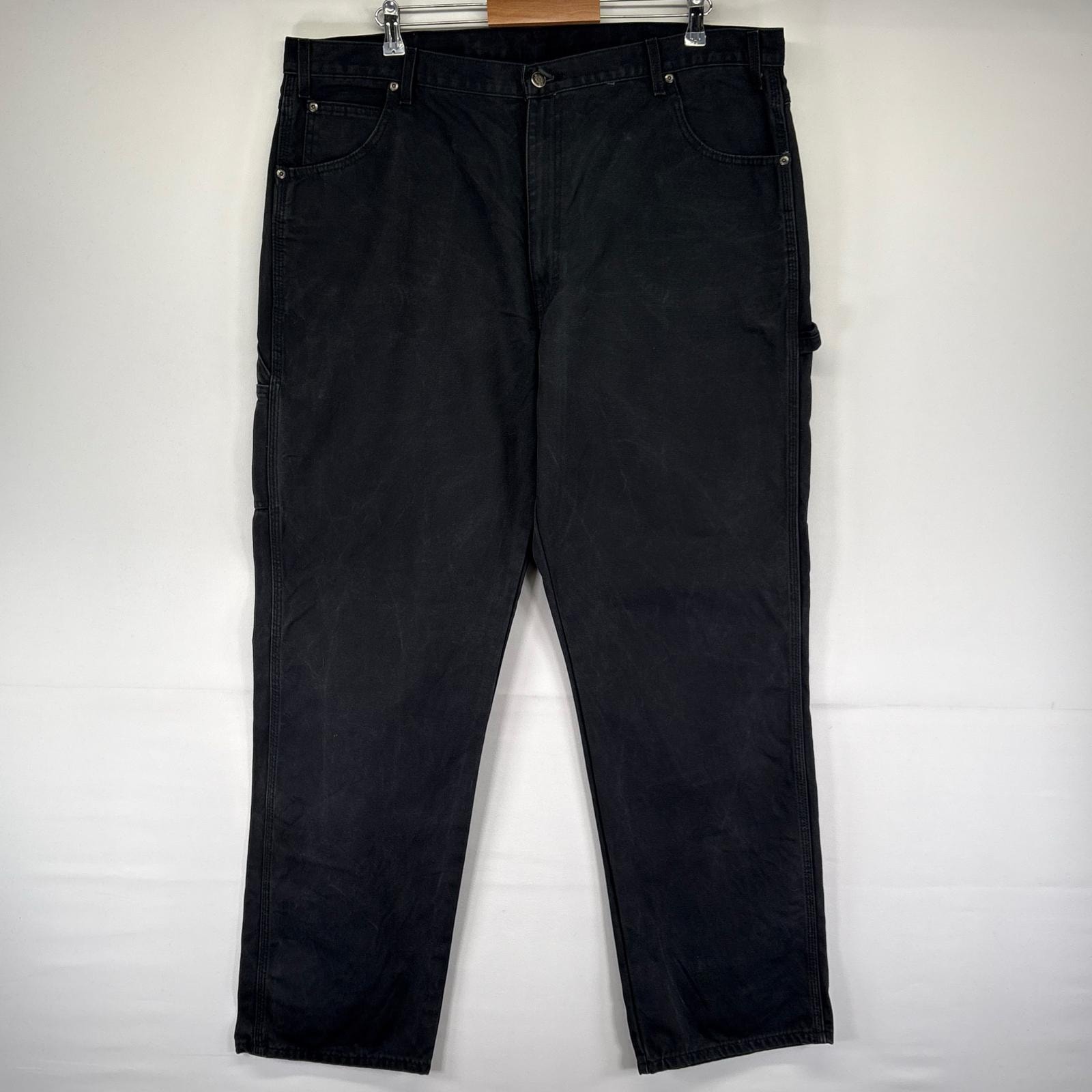 古着 ディッキーズ Dickies ダック パンツ ペインターパンツ ワーク 大きいサイズ ワンポイントロゴ W42 L34  ブラック系 メンズ