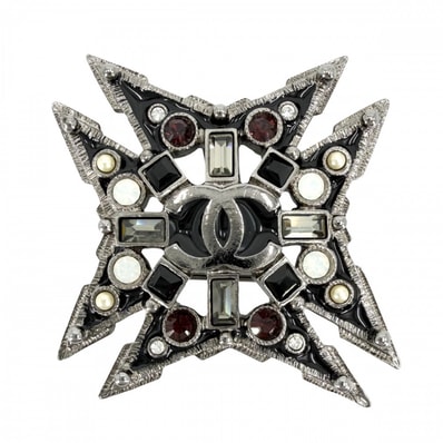 CHANEL シャネル ブローチ ココマーク アクセサリー ラインストーン フェイクパール 05A ブラック 黒 レディース 約19.8g 2005年【中古品】