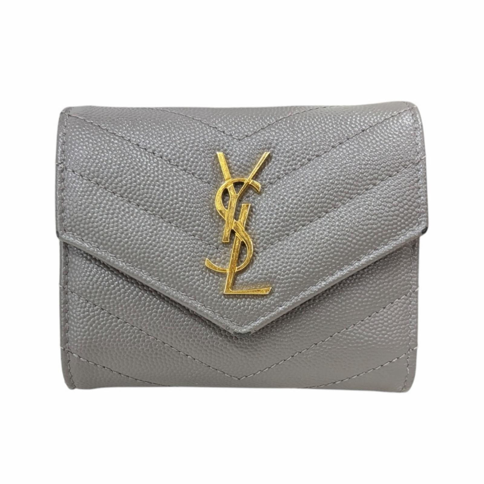 サンローラン モノグラムマルチフォールドウォレット 三つ折り財布 レザー 692061 レディース SAINT LAURENT  中古