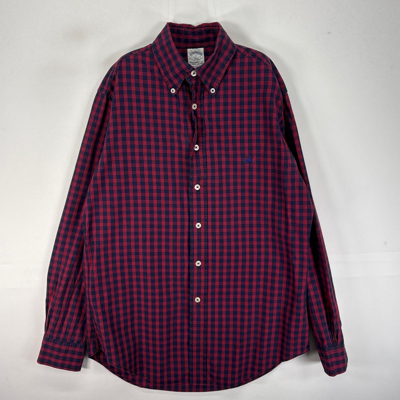 古着 ブルックスブラザーズ Brooks Brothers 長袖シャツ ボタンダウン ワンポイント REGENT S  レッド系 チェック メンズ