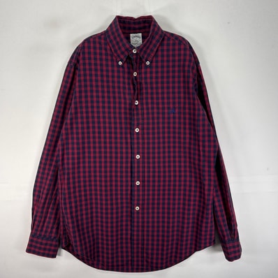 古着 ブルックスブラザーズ Brooks Brothers 長袖シャツ ボタンダウン ワンポイント REGENT S レッド系 チェック メンズ