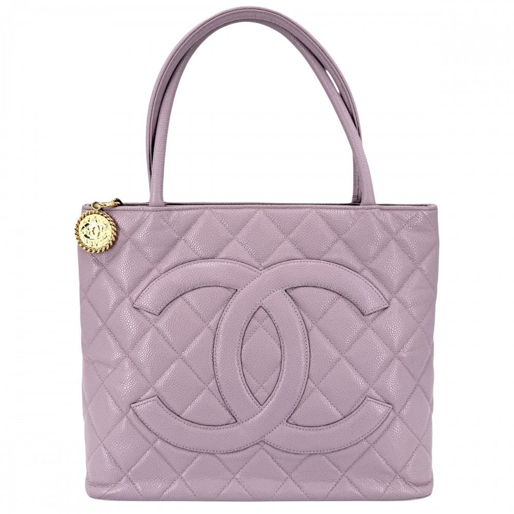 CHANEL シャネル ハンドバッグ マトラッセ 復刻トート トートバッグ ココマーク 肩掛け キャビアスキン パープル系 ゴールド金具 レディース【中古品】