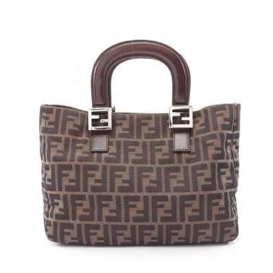 フェンディ FENDI ズッカ ハンドバッグ バッグ レザー ナイロンキャンバス レディース ベージュ系 / ブラック系 / ブラウン系 【中古】