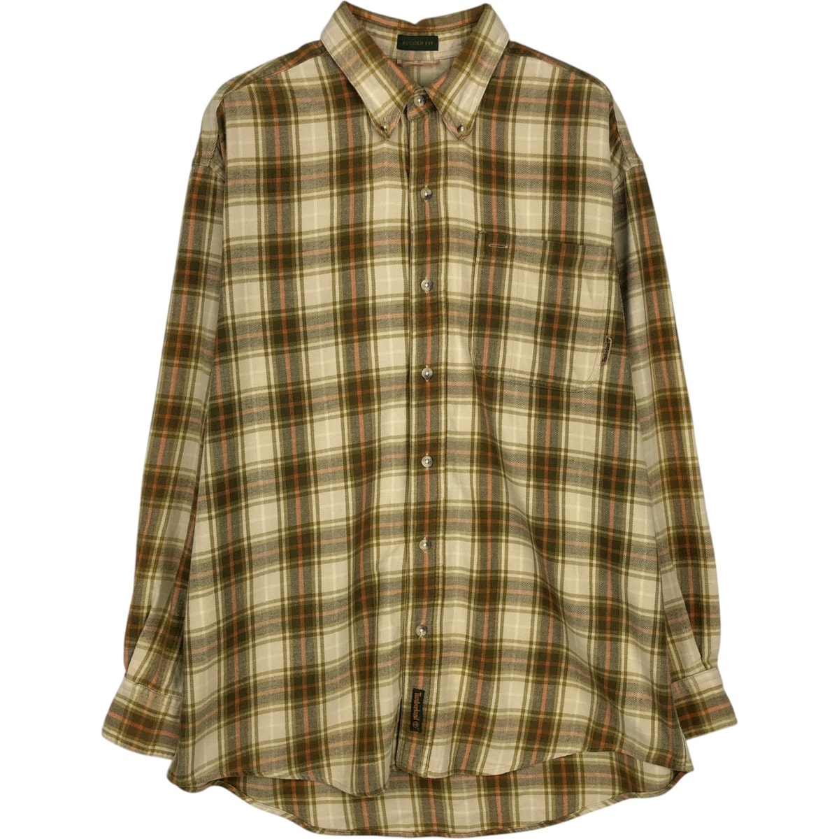 古着 90~00年代 ティンバーランド Timberland RUGGED FIT 長袖 ボタンダウン ライトネルチェックシャツ メンズM相当 ヴィンテージ/eaa477776