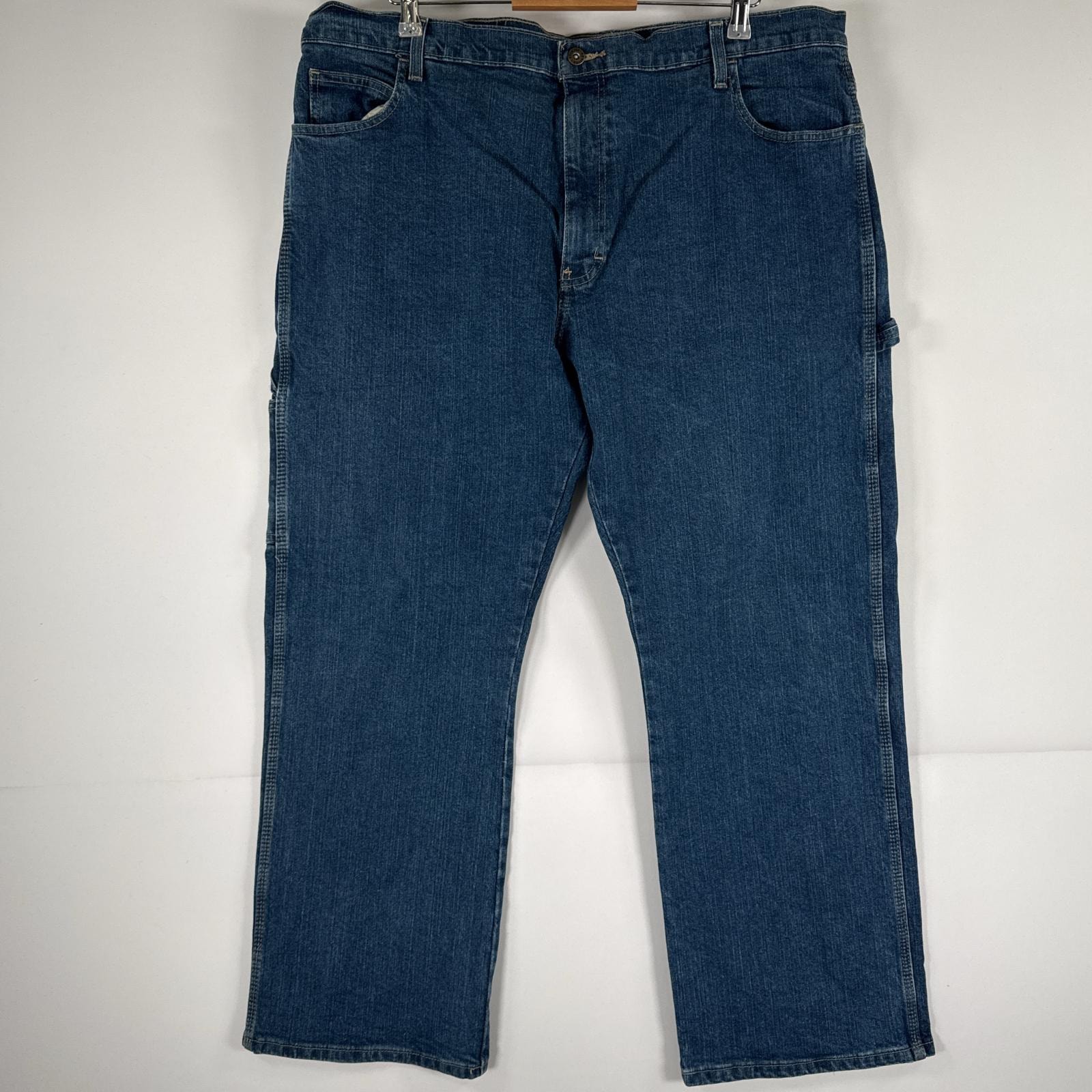 古着 ディッキーズ Dickies デニムパンツ ジーパン ワンポイント ロゴ ワークパンツ ペインターパンツ 大きいサイズ w40 L30  ブルー メンズ