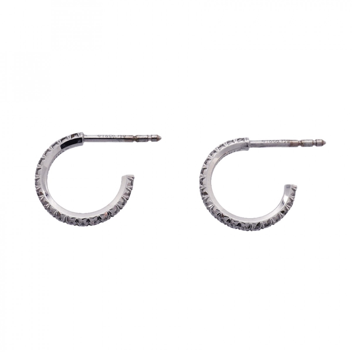 ★SALE【6jgb0381】ティファニー ピアス メトロ/フープ K18WG ホワイトゴールド ダイヤモンド【中古】レディース