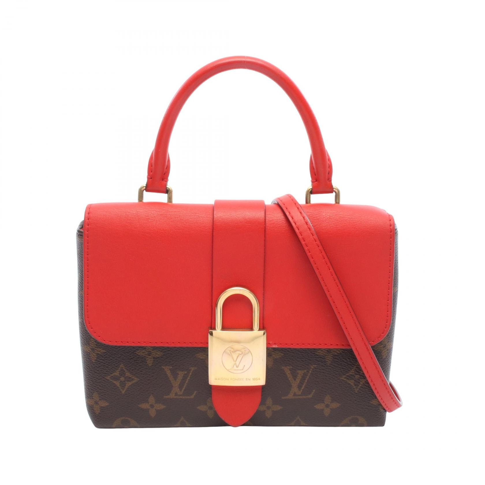 ルイ・ヴィトン LOUIS VUITTON ロッキーBB 2WAY ハンドバッグ バッグ PVCコーティングキャンバス レザー モノグラム コクリコ レディース ブラウン系 / レッド系 M44141 【中古】
